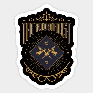 Tattoo Artist Golden Shield Sticker